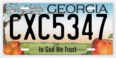 GA license plate CXC5347