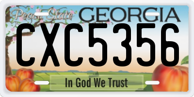 GA license plate CXC5356