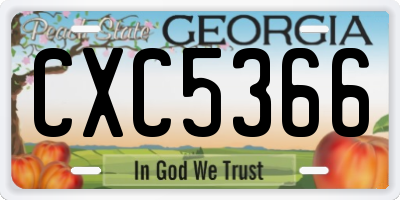 GA license plate CXC5366
