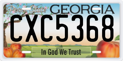 GA license plate CXC5368