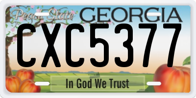 GA license plate CXC5377