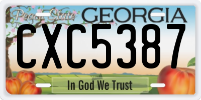 GA license plate CXC5387