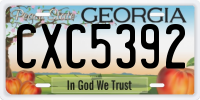 GA license plate CXC5392