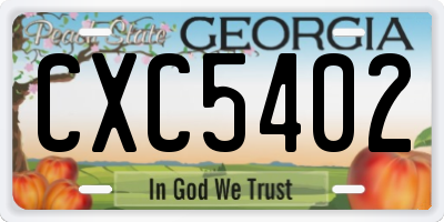 GA license plate CXC5402