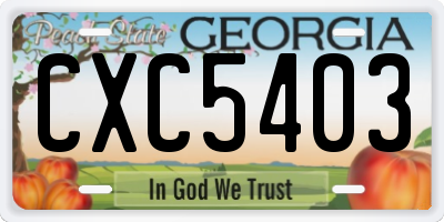 GA license plate CXC5403