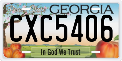 GA license plate CXC5406