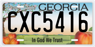 GA license plate CXC5416