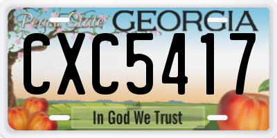 GA license plate CXC5417