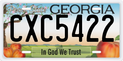 GA license plate CXC5422