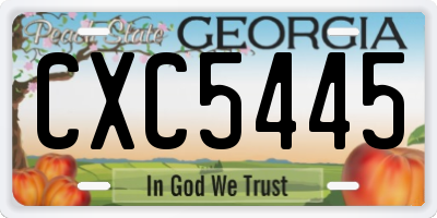 GA license plate CXC5445