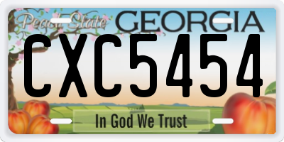 GA license plate CXC5454
