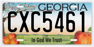 GA license plate CXC5461