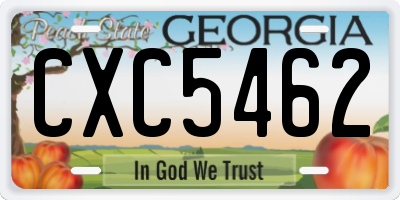 GA license plate CXC5462