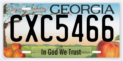 GA license plate CXC5466