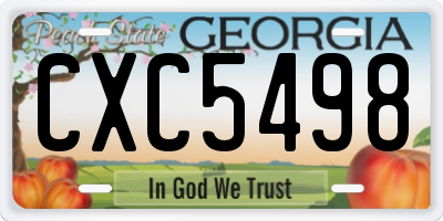 GA license plate CXC5498
