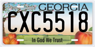 GA license plate CXC5518