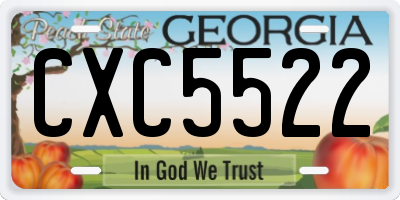 GA license plate CXC5522