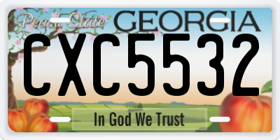 GA license plate CXC5532