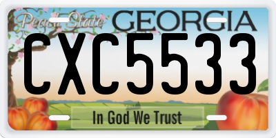 GA license plate CXC5533