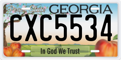 GA license plate CXC5534