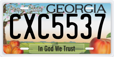 GA license plate CXC5537