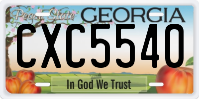 GA license plate CXC5540