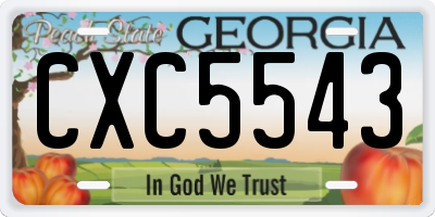 GA license plate CXC5543