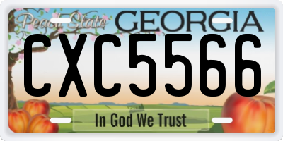 GA license plate CXC5566