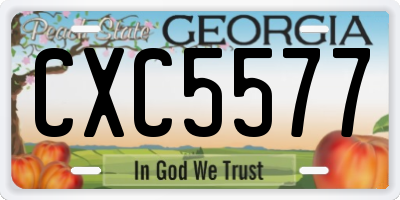 GA license plate CXC5577