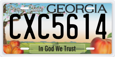 GA license plate CXC5614