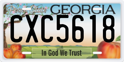 GA license plate CXC5618