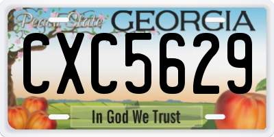 GA license plate CXC5629