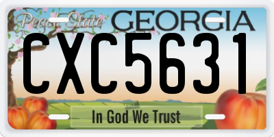 GA license plate CXC5631