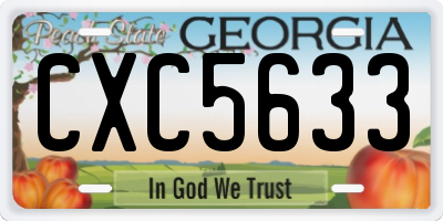 GA license plate CXC5633