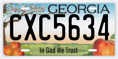 GA license plate CXC5634