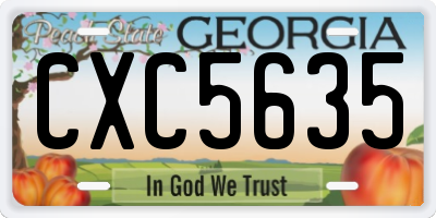 GA license plate CXC5635