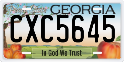 GA license plate CXC5645