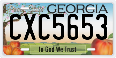 GA license plate CXC5653