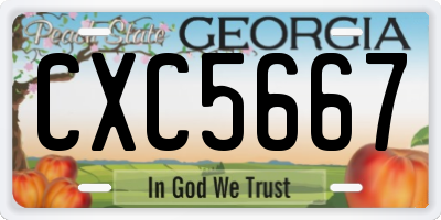GA license plate CXC5667