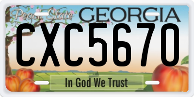 GA license plate CXC5670