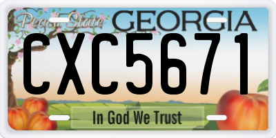 GA license plate CXC5671