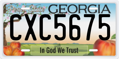 GA license plate CXC5675