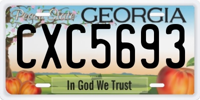 GA license plate CXC5693
