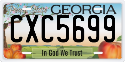 GA license plate CXC5699