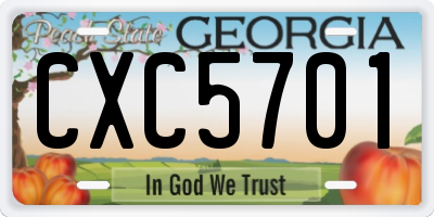 GA license plate CXC5701