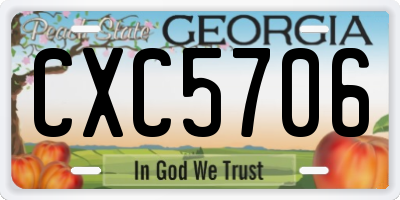 GA license plate CXC5706