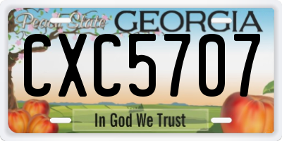 GA license plate CXC5707