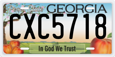 GA license plate CXC5718
