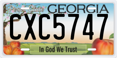 GA license plate CXC5747