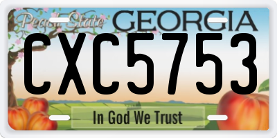 GA license plate CXC5753